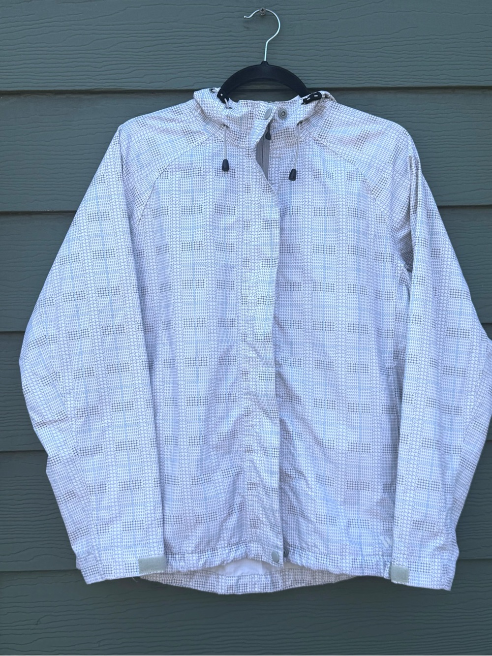WHITE SIERRA Long Sleeve White/Blue Houndstooth Windbreaker (MD)